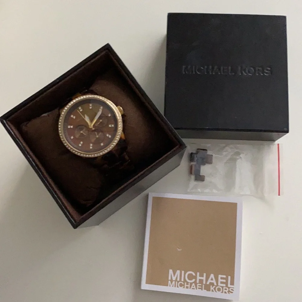 MICHAEL Michael Kors Ritz Crystal Index Multi-Function Water Resistant SS Watch